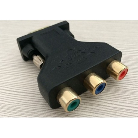 ÁTALAKÍTÓ - ADAPTER - 15 tűs VGA Male - 3 RCA Female RGB Adapter Connecter
